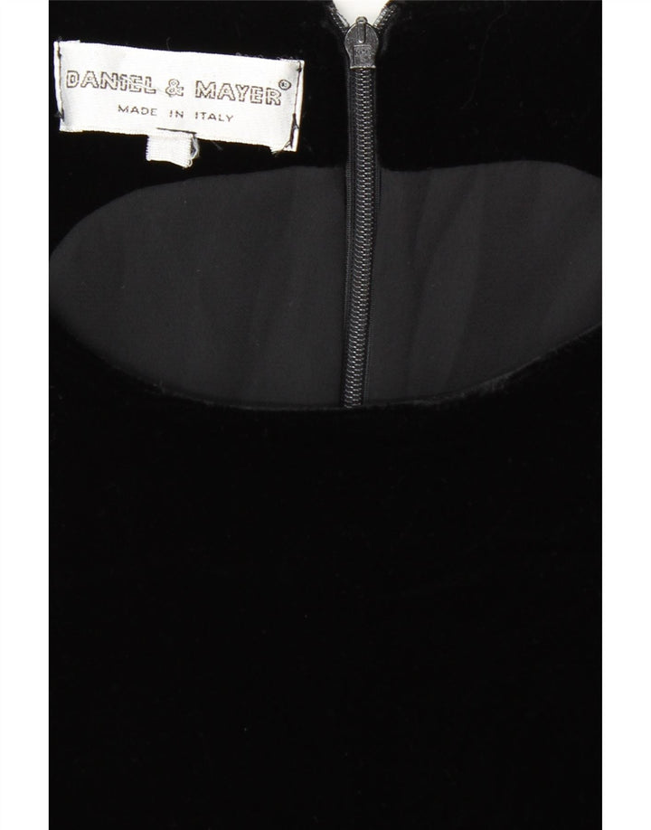 DANIEL & MAYER Robe fourreau en velours sans manches pour femme UK 12 Noir moyen