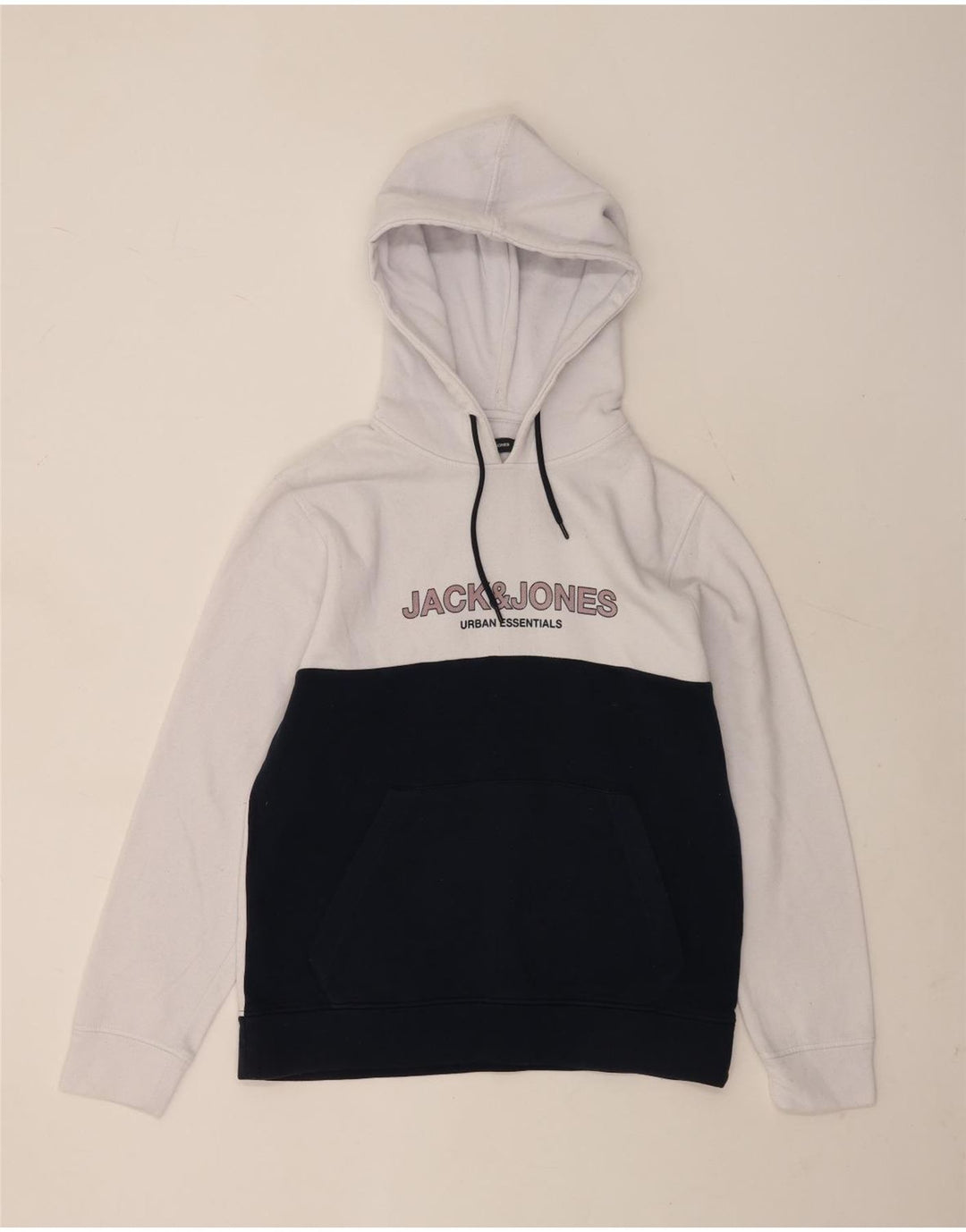 JACK & JONES Pull à capuche graphique pour homme Large Blanc Colorblock Polyester
