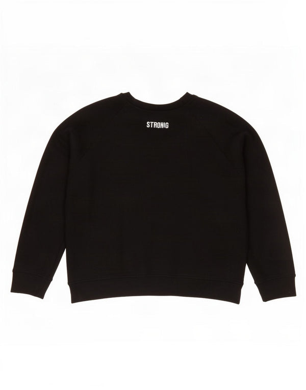 Zara Womens Trafaluc Graphic Sweatshirt Jumper UK 14 Moyen Noir Coton