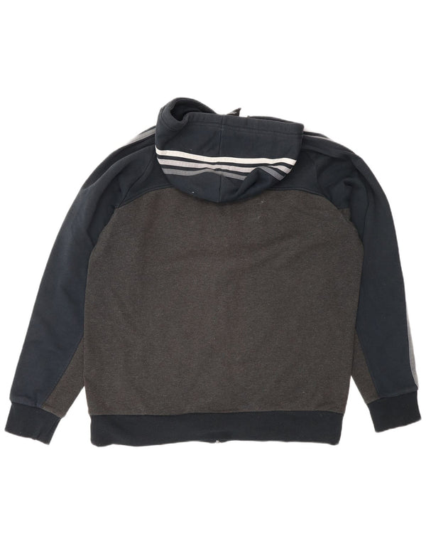 Adidas Pull à capuche zippé pour homme Grand coton color block gris