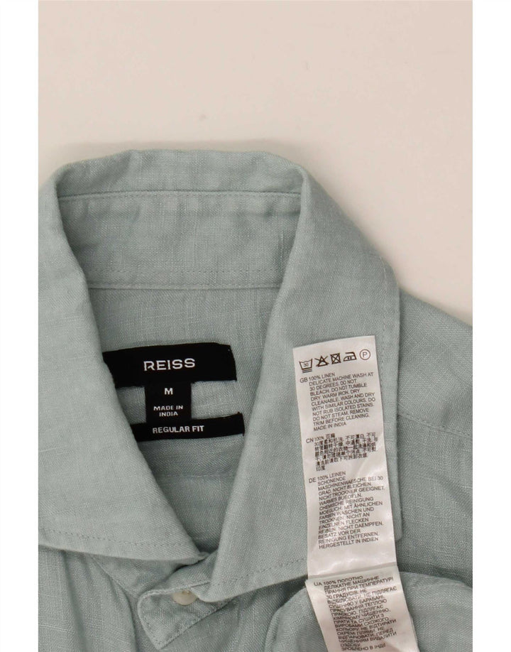 Reiss Chemise Regular Fit Homme Bleu Moyen Lin