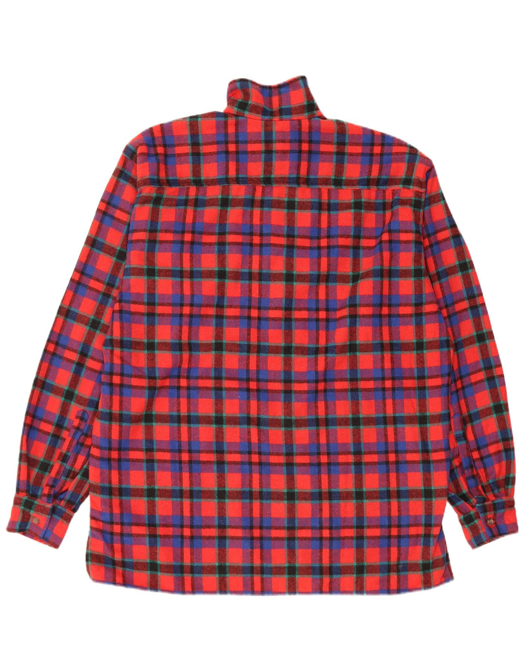 vintage Mens Pull Flanelle Chemise Grand Rouge Check Polyester