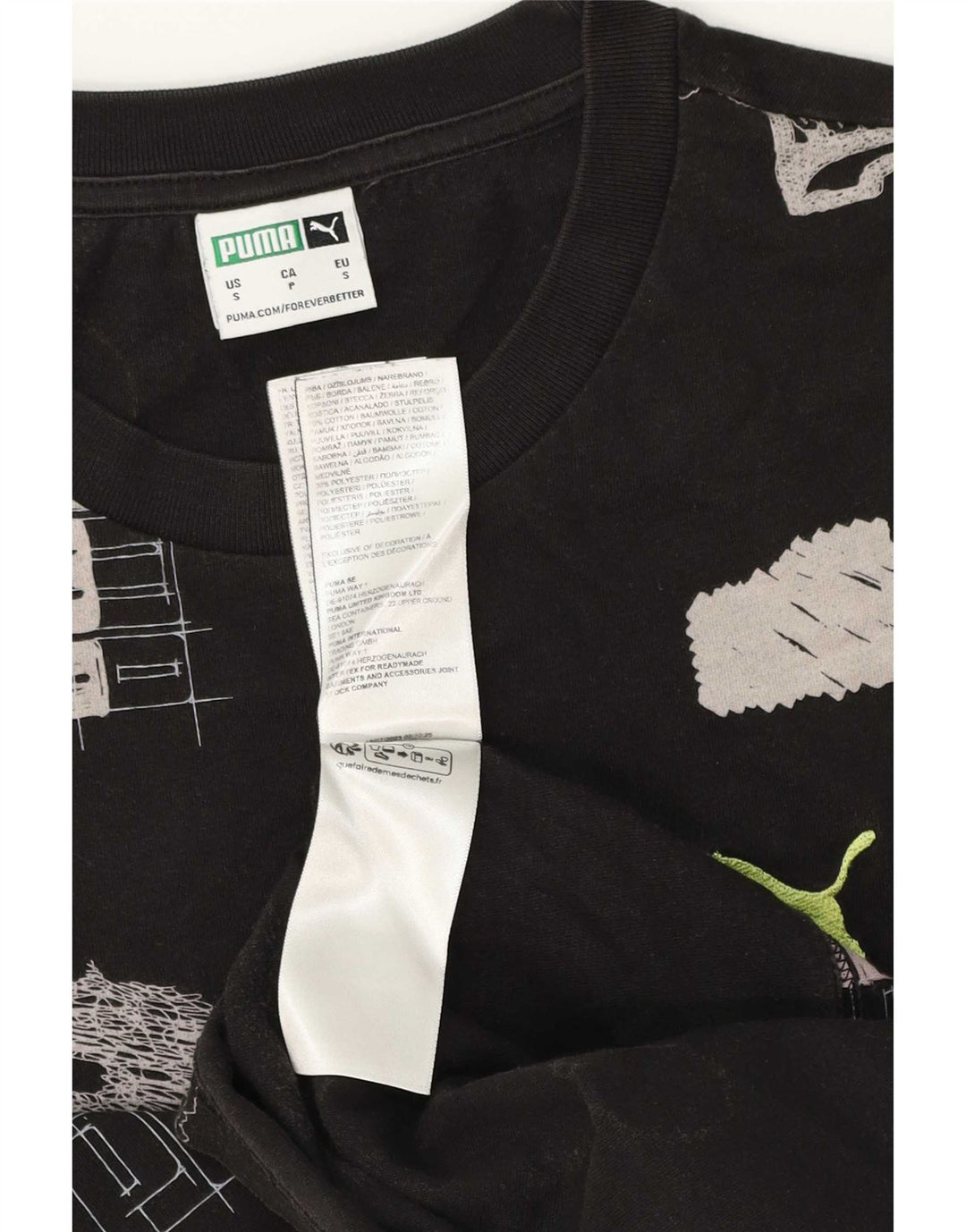 Puma T-shirt graphique pour homme, petit, noir, coton