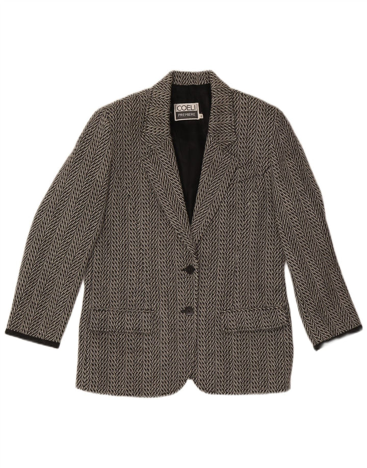 Coeli Premiere Veste blazer à 2 boutons pour femme IT 44 Gris moyen à chevrons