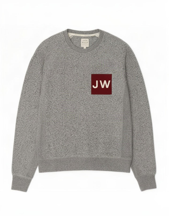 Jack Wills Sweat-shirt graphique pour hommes en coton moucheté petit gris