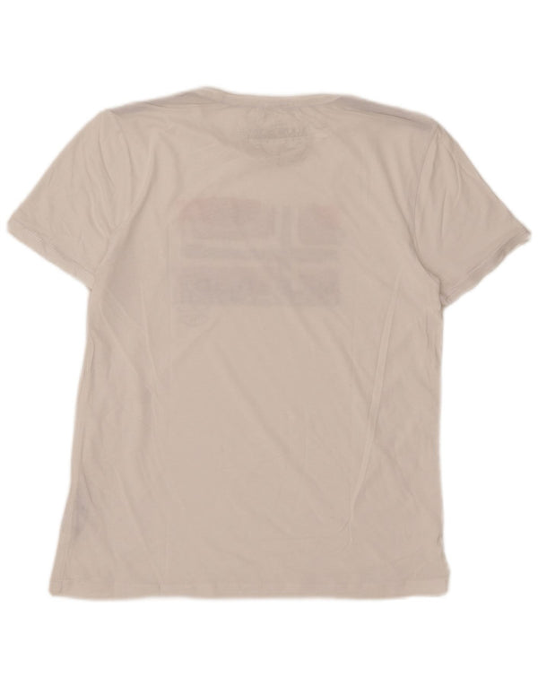 Napapijri Mens Geographic Graphic T-Shirt Top Medium White Cotton