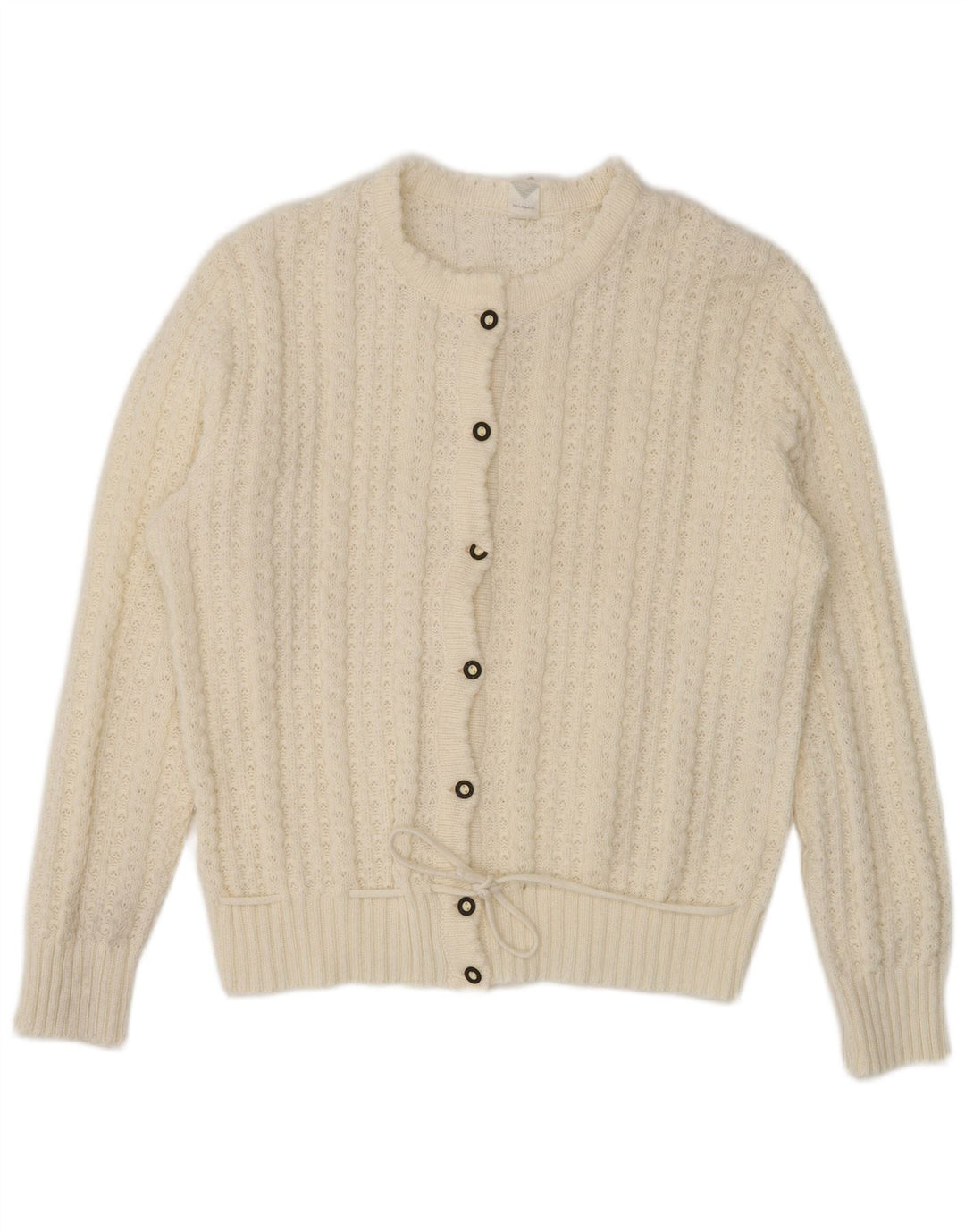 vintage Womens Cardigan Sweater UK 16 Grand Polyacrylique Blanc