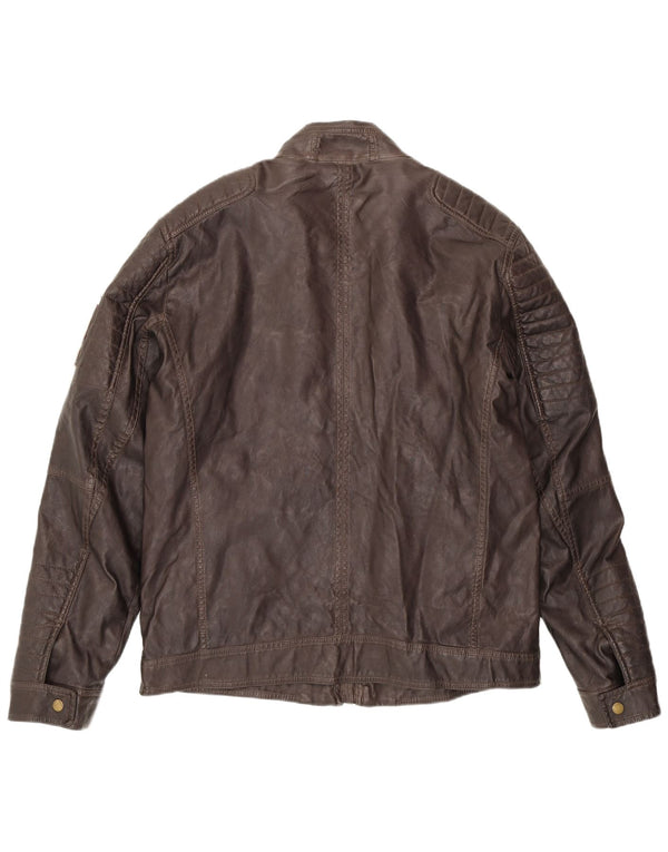 Tom Tailor Veste d'aviateur de vol en similicuir Racer pour hommes UK 42 XL Marron