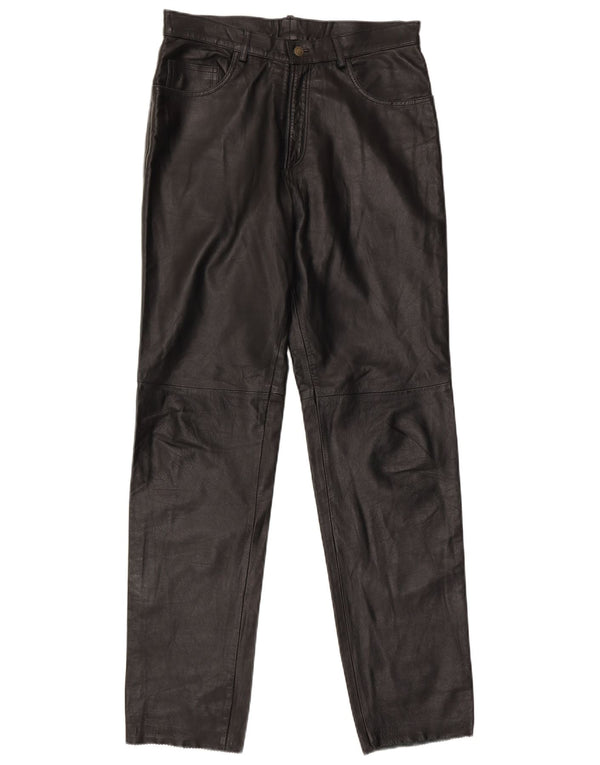 Pantalon en cuir droit homme vintage IT 48 Medium W32 L34 Cuir Noir