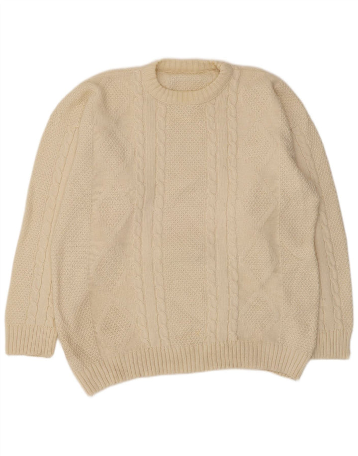 vintage Mens Crew Neck Jumper Pull Grand Beige