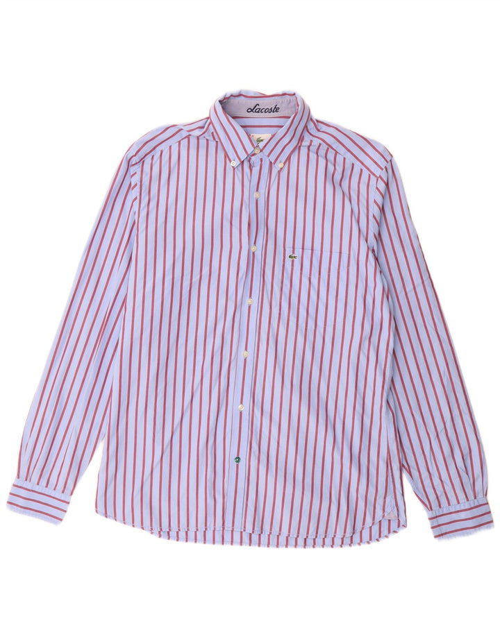 Lacoste Chemise homme Taille 41 Grand coton à fines rayures bleues