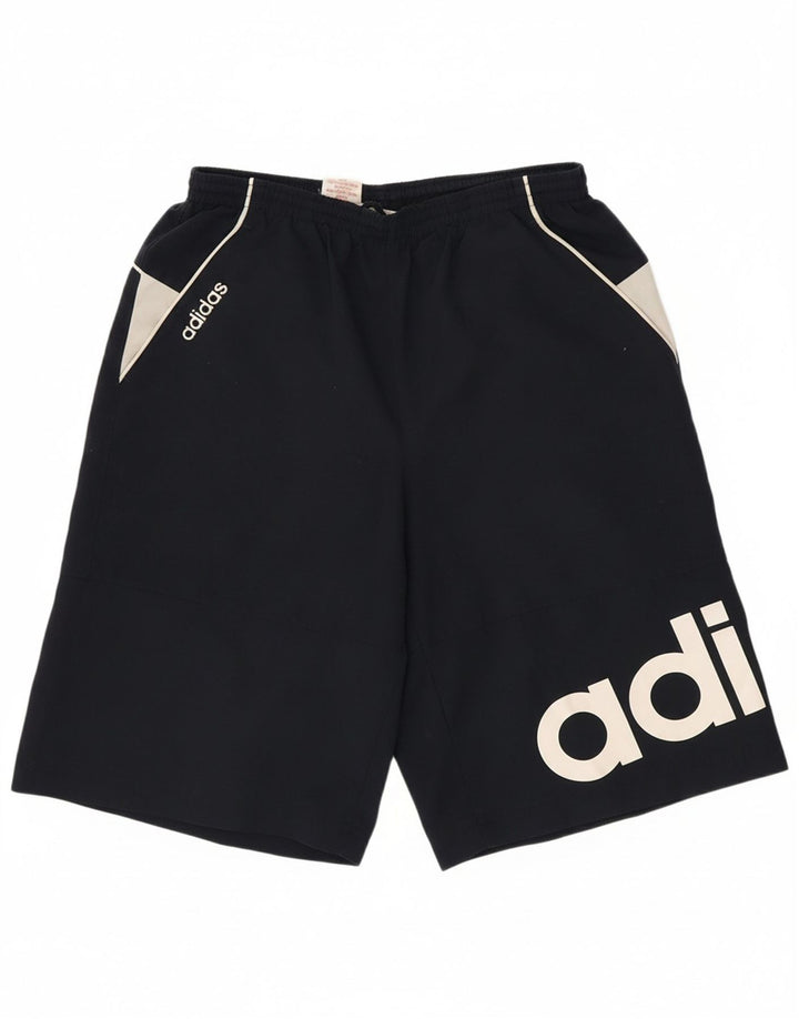 ADIDAS Mens Graphic Sport Shorts Small  Navy Blue Colourblock Polyester