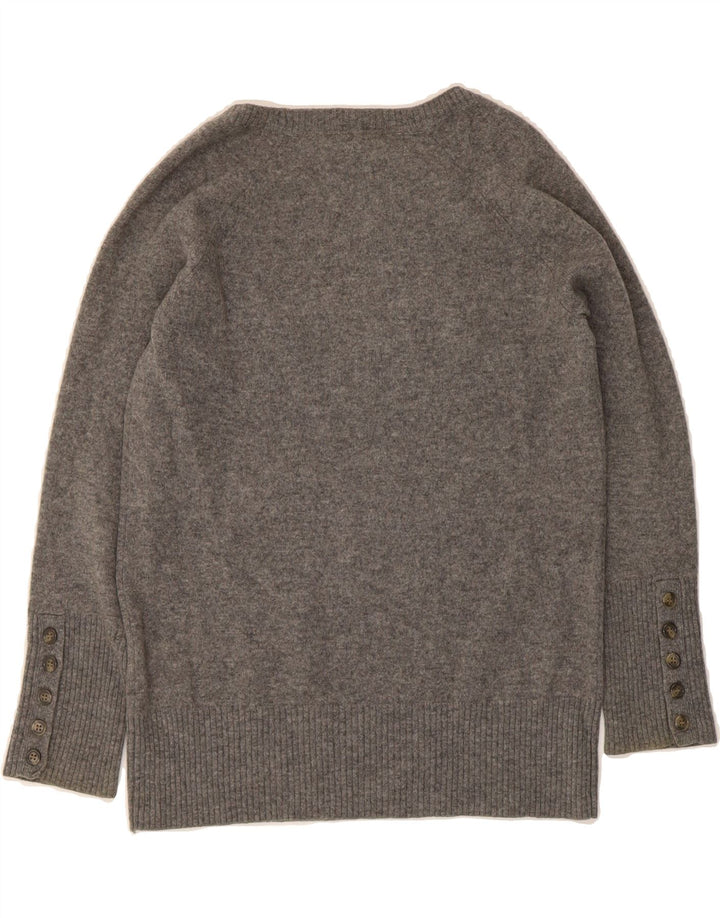 MASSIMO DUTTI Womens V-Neck Jumper Sweater UK 10 Small Grey Vintage Massimo Dutti and Second-Hand Massimo Dutti from Messina Hembry 