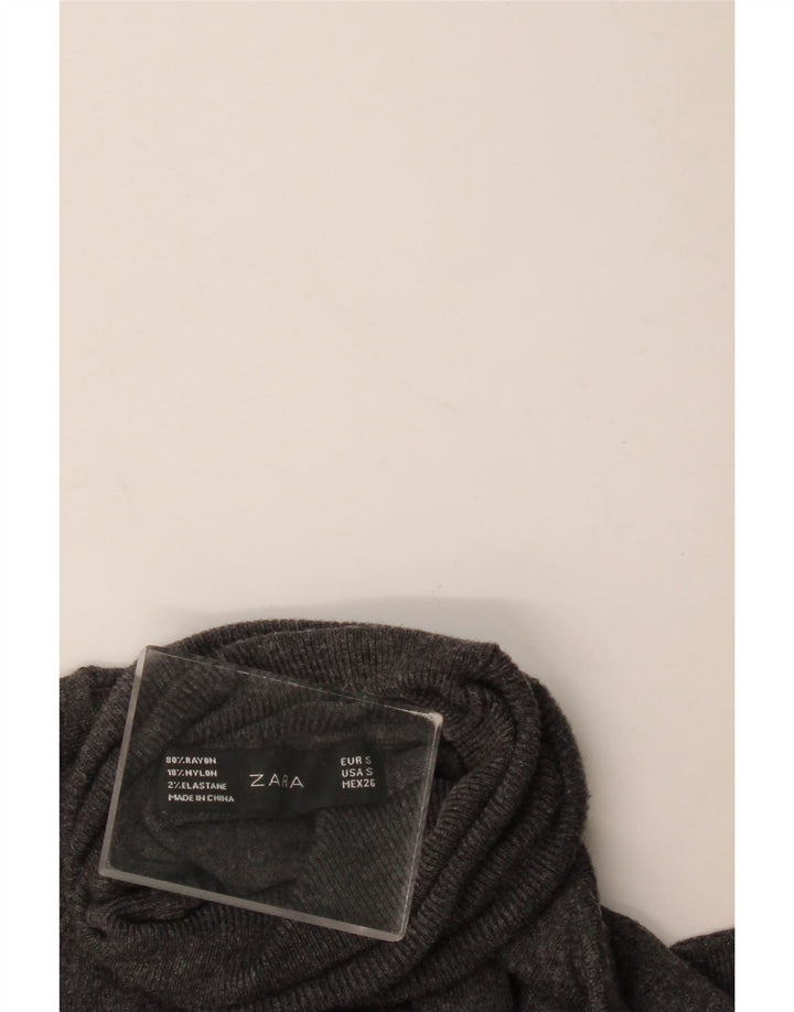 Zara Pull col roulé pour femme UK 10 Petite Rayonne Grise