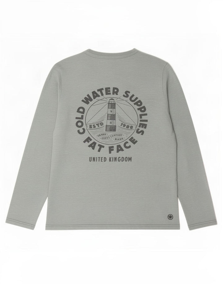 Fat Face Haut graphique à manches longues pour homme en coton vert moyen