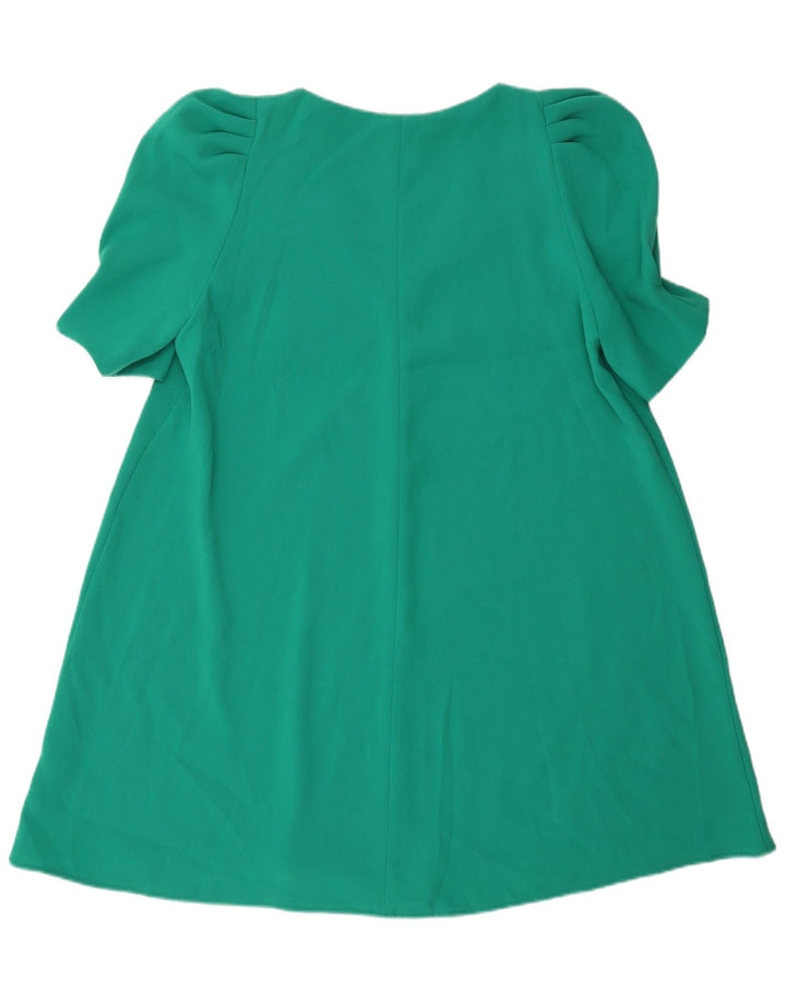 Zara Robe trapèze pour femme UK 46 Large Vert Polyester