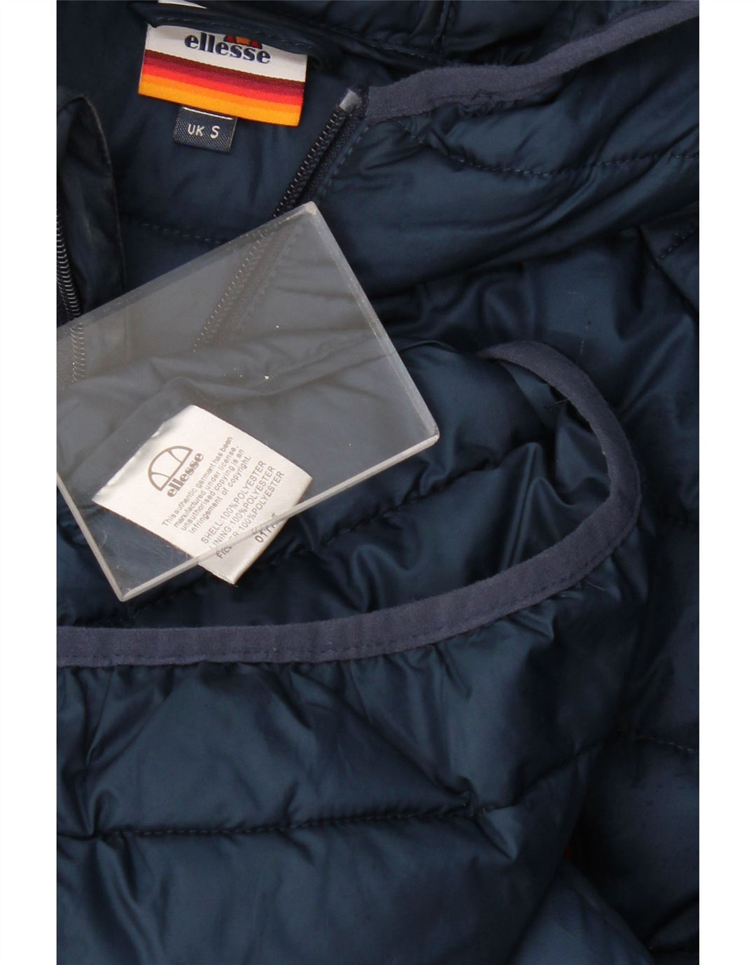 ELLESSE Veste matelassée à capuche pour homme UK 36 Small Bleu Marine Polyester