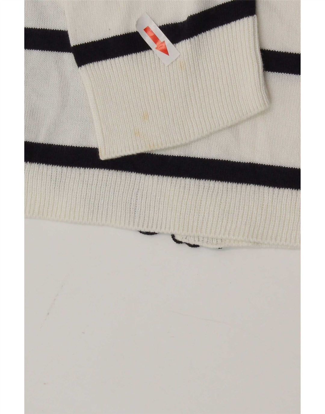 Marks & Spencer Haut à manches 3/4 pour femme UK 8 Petit coton rayé blanc