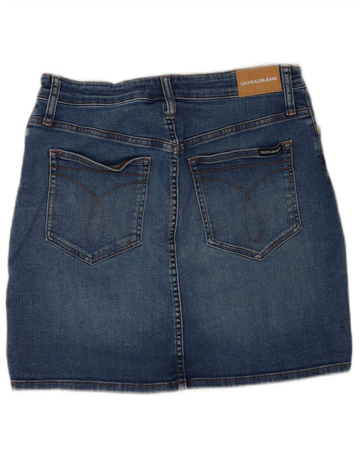 Calvin Klein Mini jupe en jean vieilli W31 en coton bleu moyen pour femme