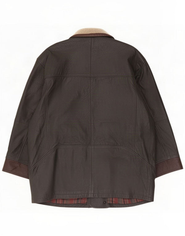 Vintage Veste en cuir pour homme UK 40 Large Brown Colourblock