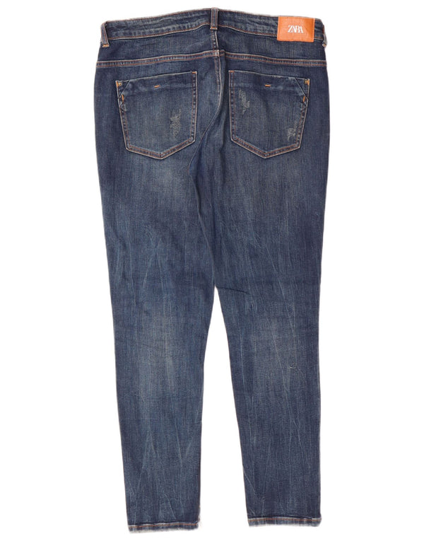 Zara Jeans Slim Femme EU 42 Large W32 L28 Bleu Coton Classique