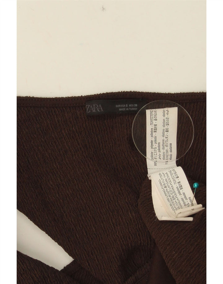 ZARA Femme Gilet UK 8 Petit Marron Polyester