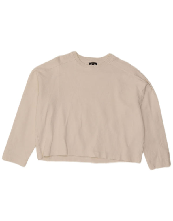 Massimo Dutti Haut à manches longues pour femme en coton blanc moyen UK 44