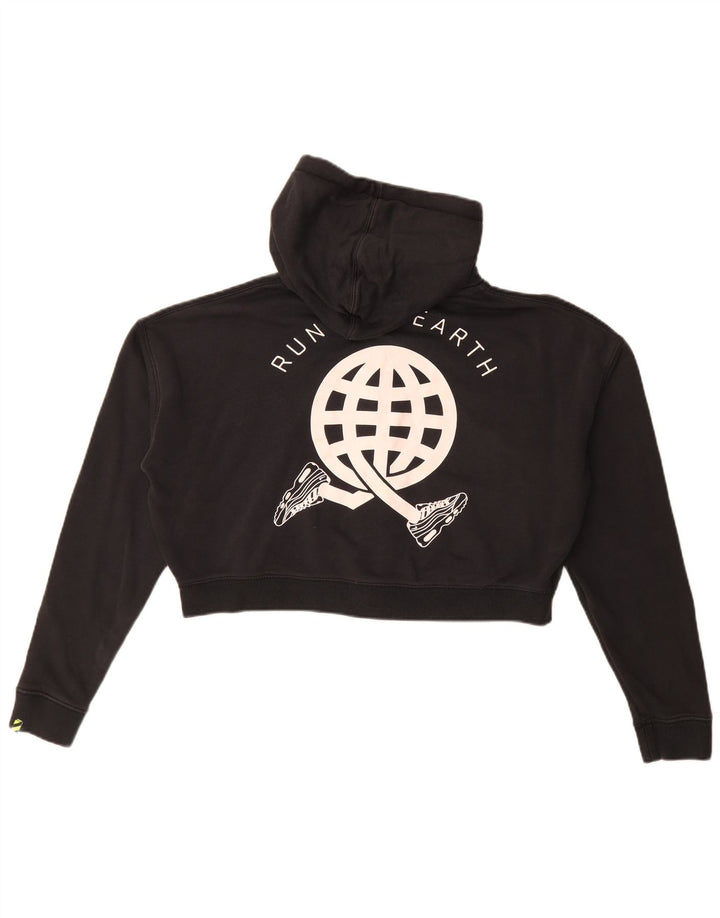 Nike Pull à capuche zippé surdimensionné pour femme Crop Graphic UK 14 Noir moyen