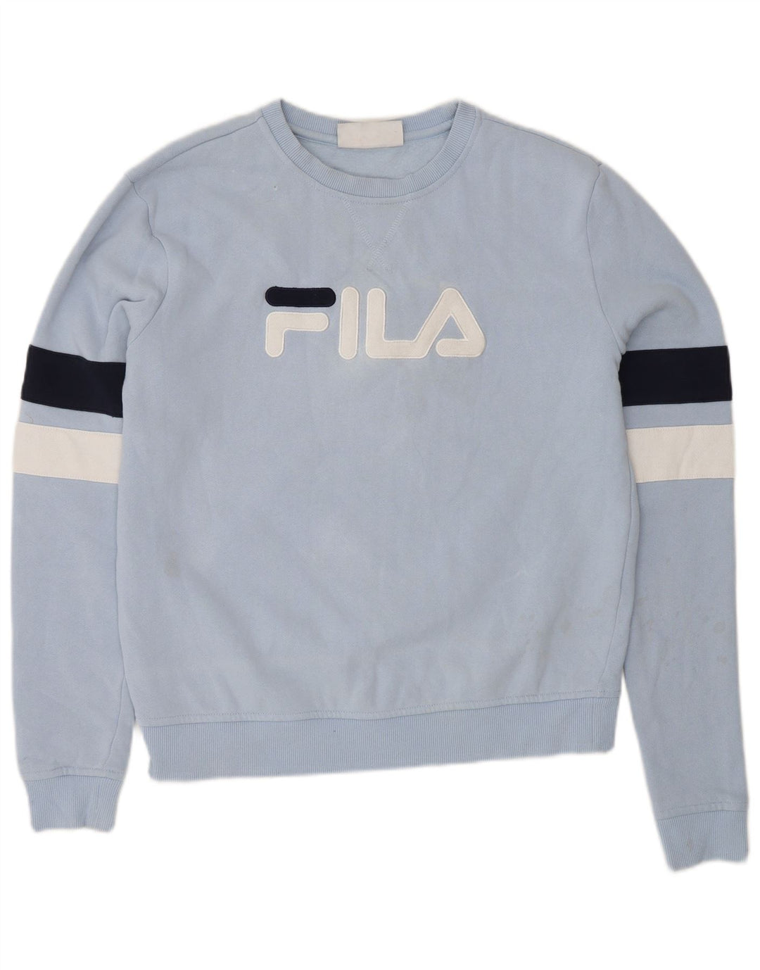 FILA Sweat-shirt graphique pour femme UK 14 Bleu moyen en coton colour block