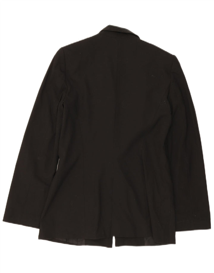 ZARA Femme 1 Bouton Blazer Veste UK 12 Moyen Noir Polyester