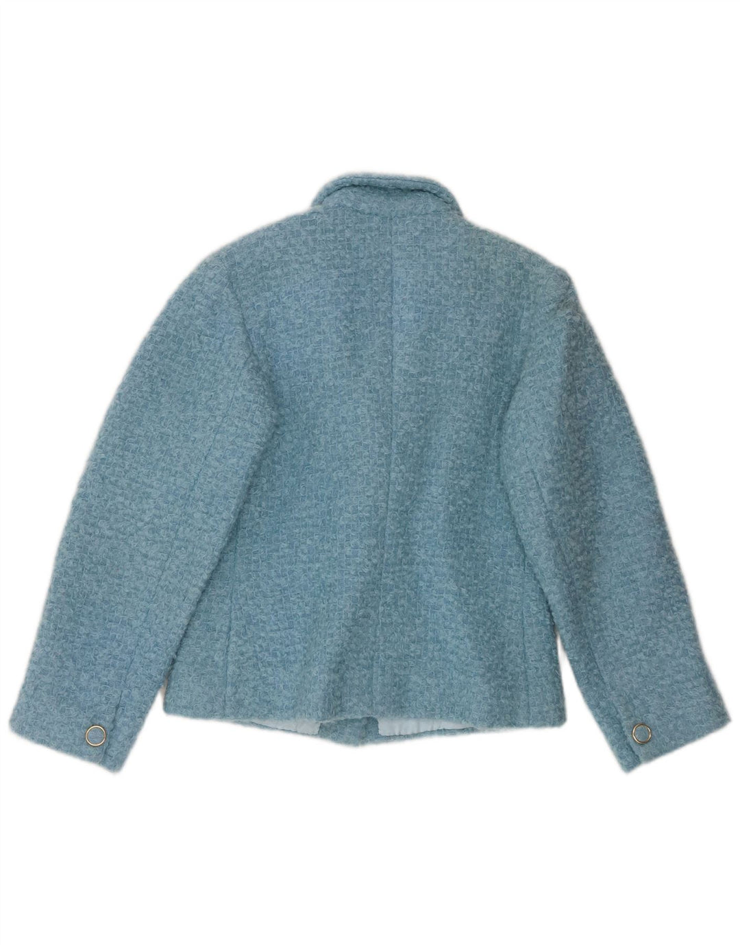 vintage Femmes Crop 3 Bouton Blazer Veste UK 12 Bleu Moyen
