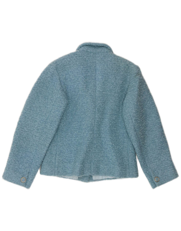 vintage Femmes Crop 3 Bouton Blazer Veste UK 12 Bleu Moyen