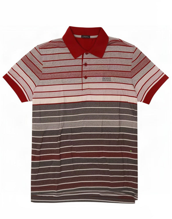 HUGO BOSS Polo Regular Fit Petit Coton Rayé Rouge