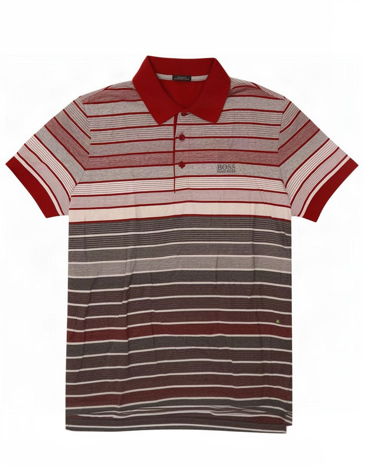 HUGO BOSS Polo Regular Fit Petit Coton Rayé Rouge