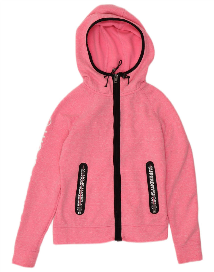 SUPERDRY Pull à capuche zippé coupe ample pour femme UK 6 XS Rose moucheté