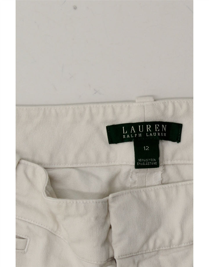 RALPH LAUREN Pantalon décontracté droit pour femme US 12 Large W32 L27 Blanc