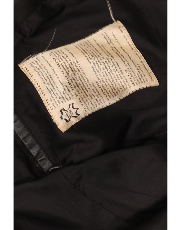 VINTAGE Veste en cuir femme UK 16 Grand cuir noir