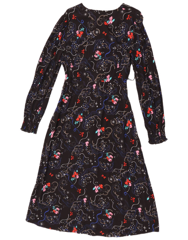 Marks & Spencer Robe longue à manches longues pour femme UK 12 Medium Noir Floral