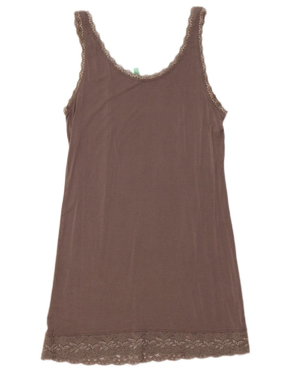 Benetton Femme Mini Robe Slip UK 6 XS Gris Viscose