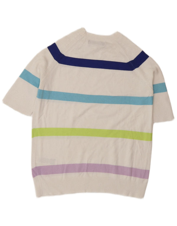Marks & Spencer Pull ras du cou pour femme UK 10 Petit blanc rayé