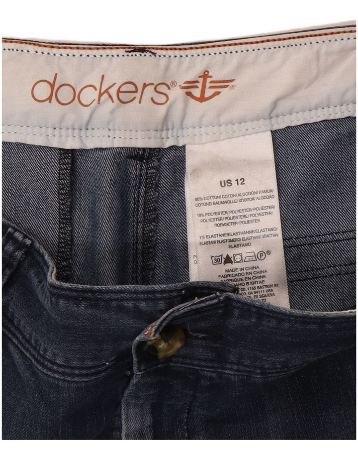 Dockers Short en jean pour femme US 12 Large W34 Bleu marine en coton