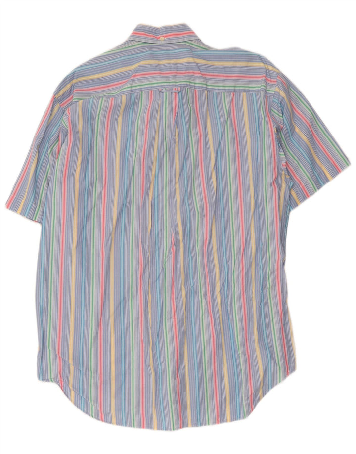 Lacoste Chemise à manches courtes pour hommes Taille 42 Grand rayé multicolore