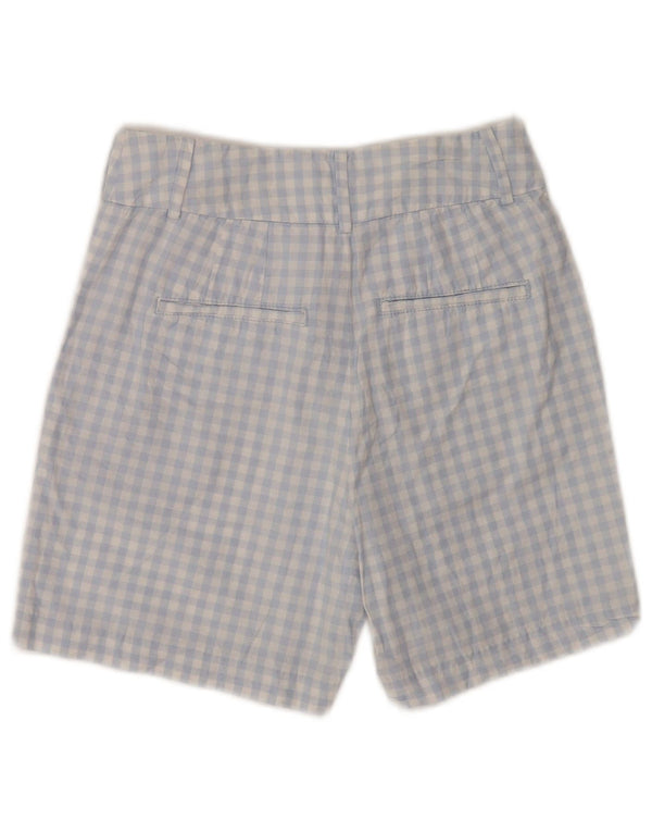 Benetton Short chino taille haute pour femme UK 6 Small W26 Bleu Vichy Coton