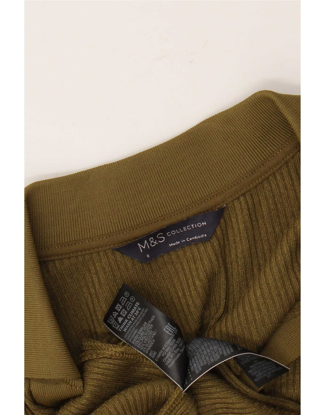 Marks & Spencer Robe pull à manches longues pour femme UK 8 Small Kaki Polyester