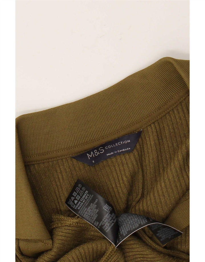 Marks & Spencer Robe pull à manches longues pour femme UK 8 Small Kaki Polyester