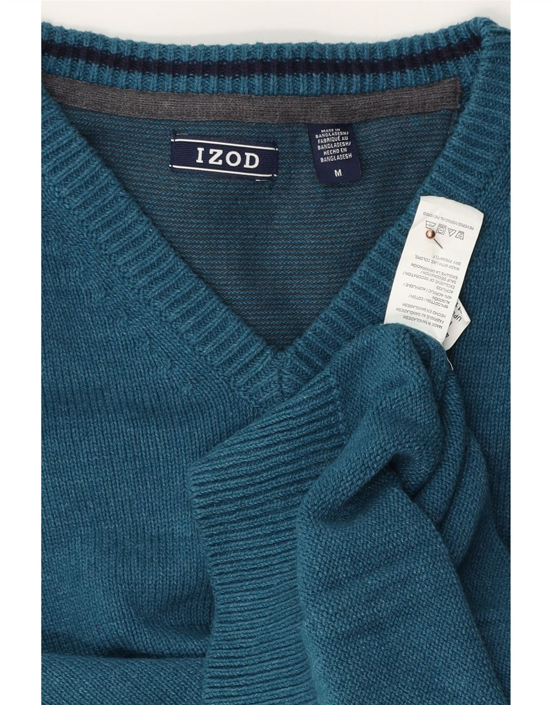 IZOD Pull Col V Homme Bleu Moyen Coton