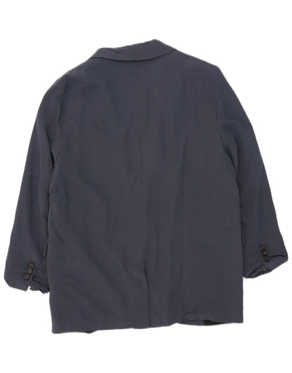 Zara Veste blazer surdimensionnée à 1 bouton pour femme UK 10 Small Bleu marine Viscose