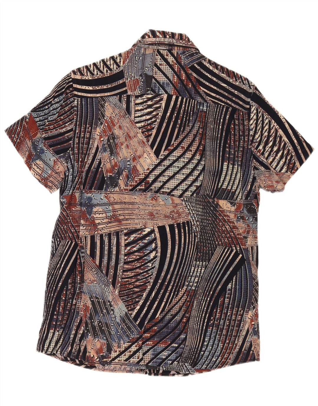 VINTAGE Chemise à Manches Courtes Homme Petite Rayée Multicolore