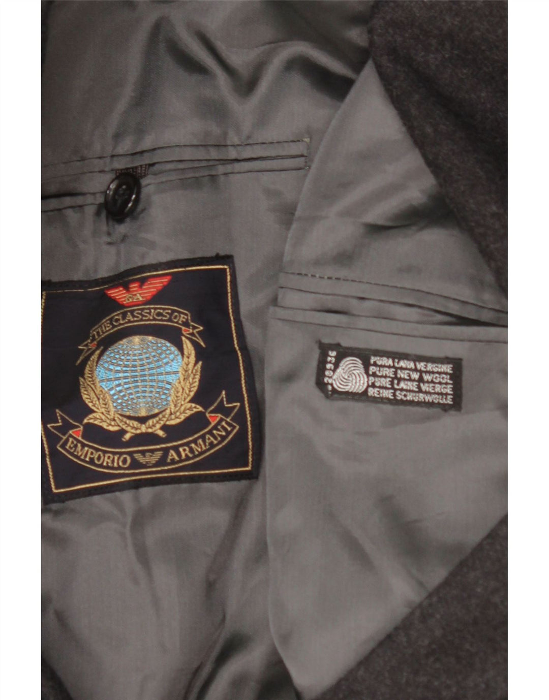 EMPORIO ARMANI Veste Blazer 2 Boutons Homme UK 38 Moyen Noir Laine Vierge