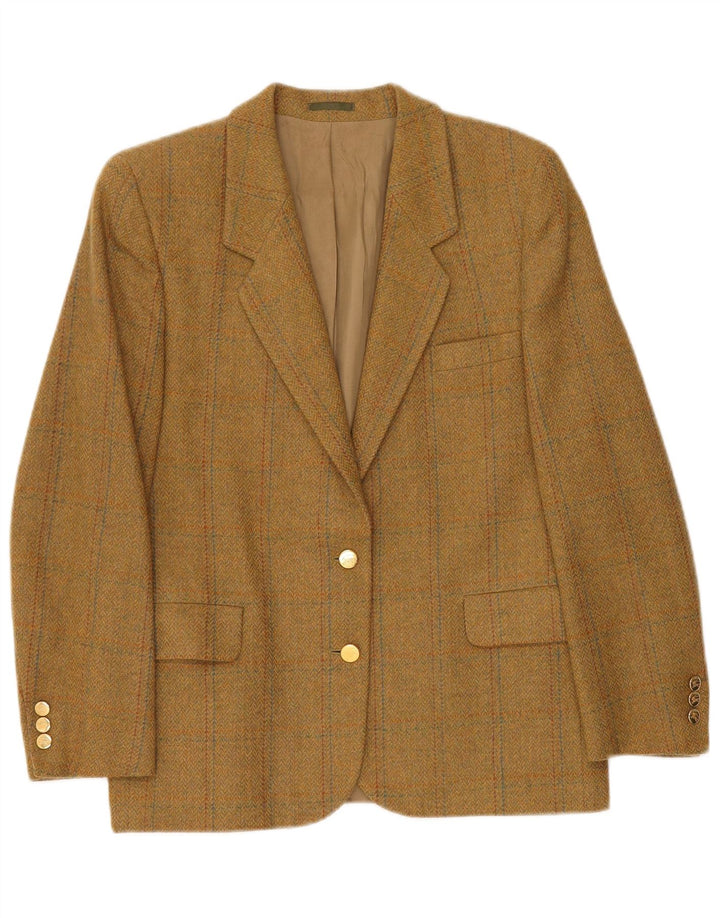 BURBERRY Veste Blazer 2 Boutons Femme UK 12 Laine à Carreaux Beige Moyen